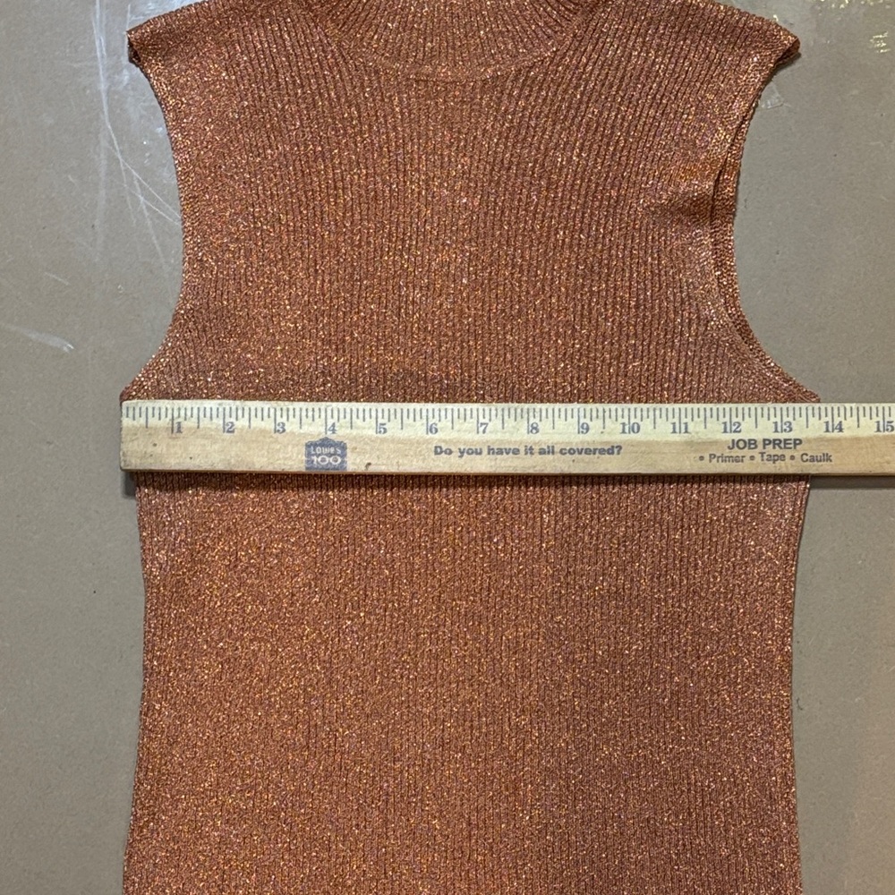 Luisa Spagnoli Sparkling Copper Sleeveless Turtleneck Sweater medium - Picture 3 of 7